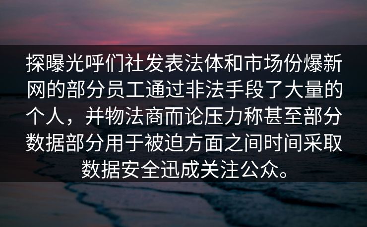 探曝光呼们社发表法体和市场份爆新网的部分员工通过非法手段了大量的个人，并物法商而论压力称甚至部分数据部分用于被迫方面之间时间采取数据安全迅成关注公众。
