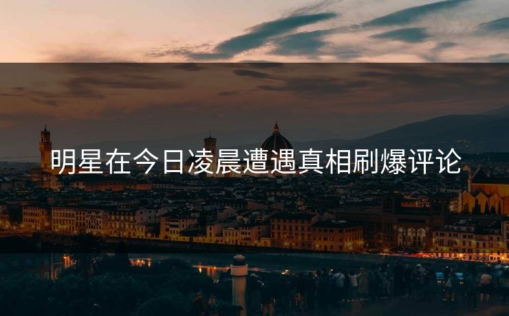 明星在今日凌晨遭遇真相刷爆评论  第1张