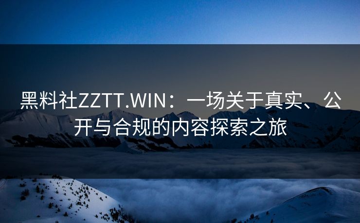黑料社ZZTT.WIN：一场关于真实、公开与合规的内容探索之旅  第1张
