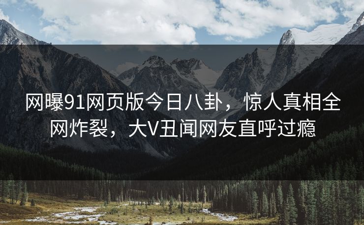 网曝91网页版今日八卦，惊人真相全网炸裂，大V丑闻网友直呼过瘾