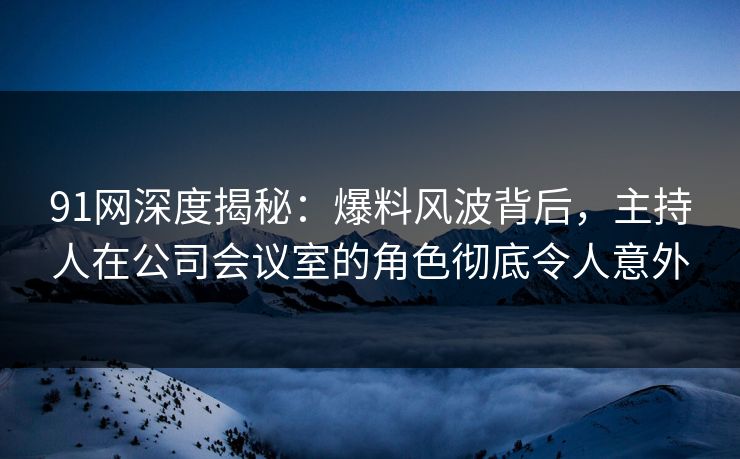 91网深度揭秘：爆料风波背后，主持人在公司会议室的角色彻底令人意外  第1张