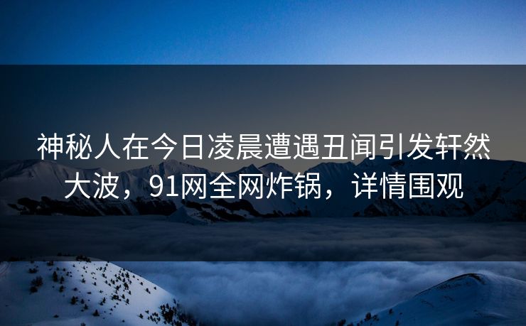 神秘人在今日凌晨遭遇丑闻引发轩然大波，91网全网炸锅，详情围观  第1张
