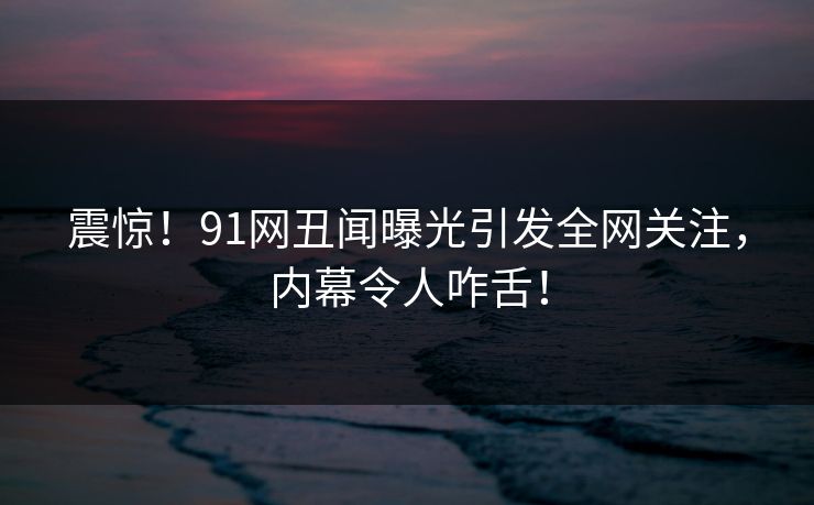 震惊！91网丑闻曝光引发全网关注，内幕令人咋舌！  第1张