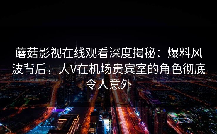 蘑菇影视在线观看深度揭秘：爆料风波背后，大V在机场贵宾室的角色彻底令人意外  第1张