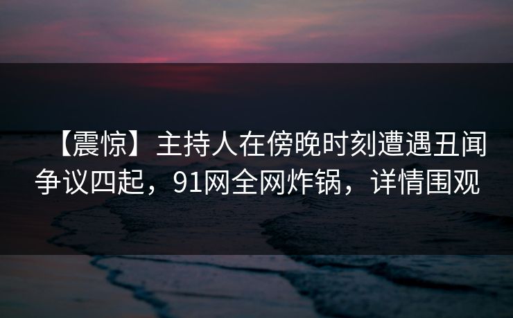 【震惊】主持人在傍晚时刻遭遇丑闻争议四起，91网全网炸锅，详情围观