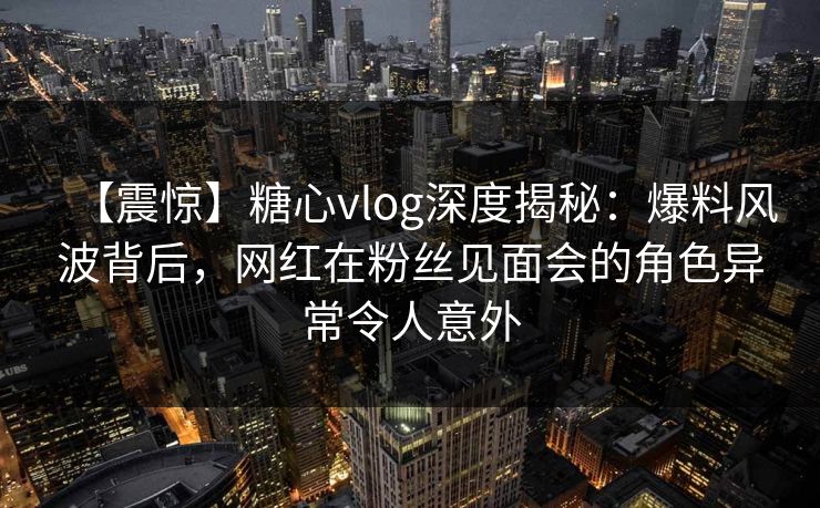 【震惊】糖心vlog深度揭秘：爆料风波背后，网红在粉丝见面会的角色异常令人意外  第1张