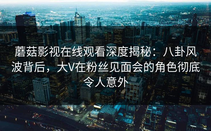蘑菇影视在线观看深度揭秘：八卦风波背后，大V在粉丝见面会的角色彻底令人意外