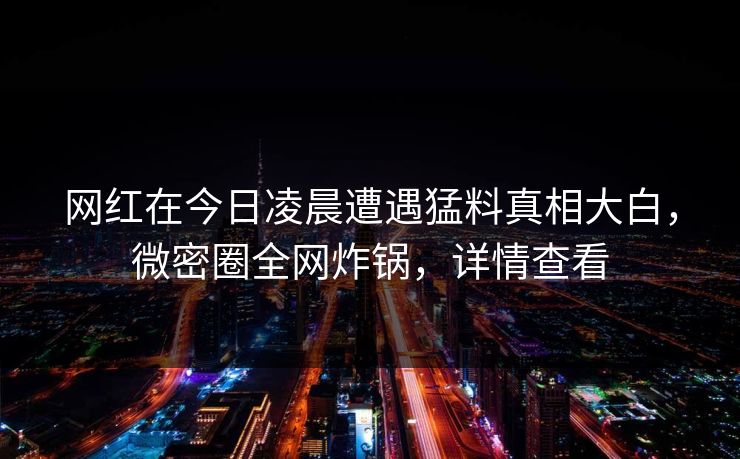 网红在今日凌晨遭遇猛料真相大白，微密圈全网炸锅，详情查看