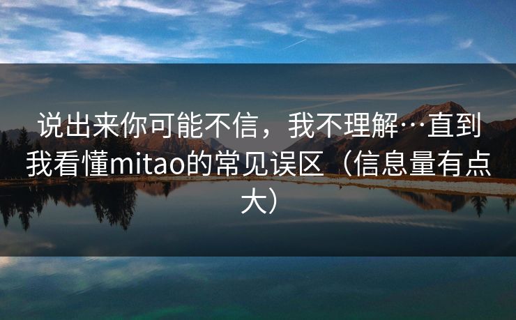 说出来你可能不信,我不理解…直到我看懂mitao的常见误区(信息量有点大) 第1张 说出来你可能不信,我不理解…直到我看懂mitao的常见误区(信息量有点大) 第1张